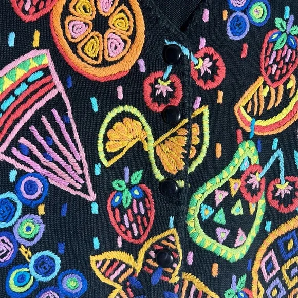 Michael Simon Authentic Vintage Cardigan with Colorful Embroidery - Picture 4 of 8